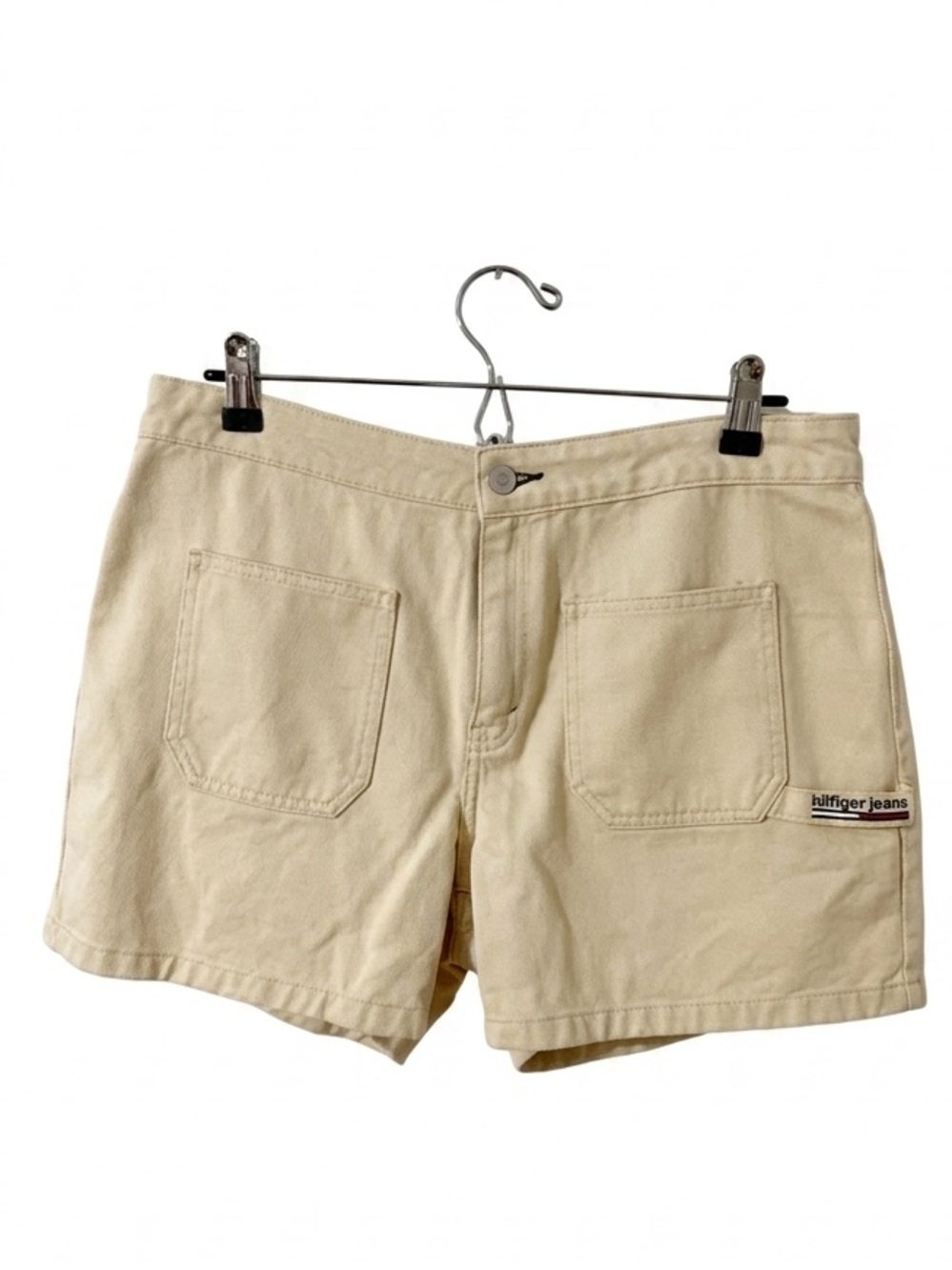Vintage Y2K Tommy Hilfiger Jeans High Rise Beige Utility Denim Shorts Size 10
